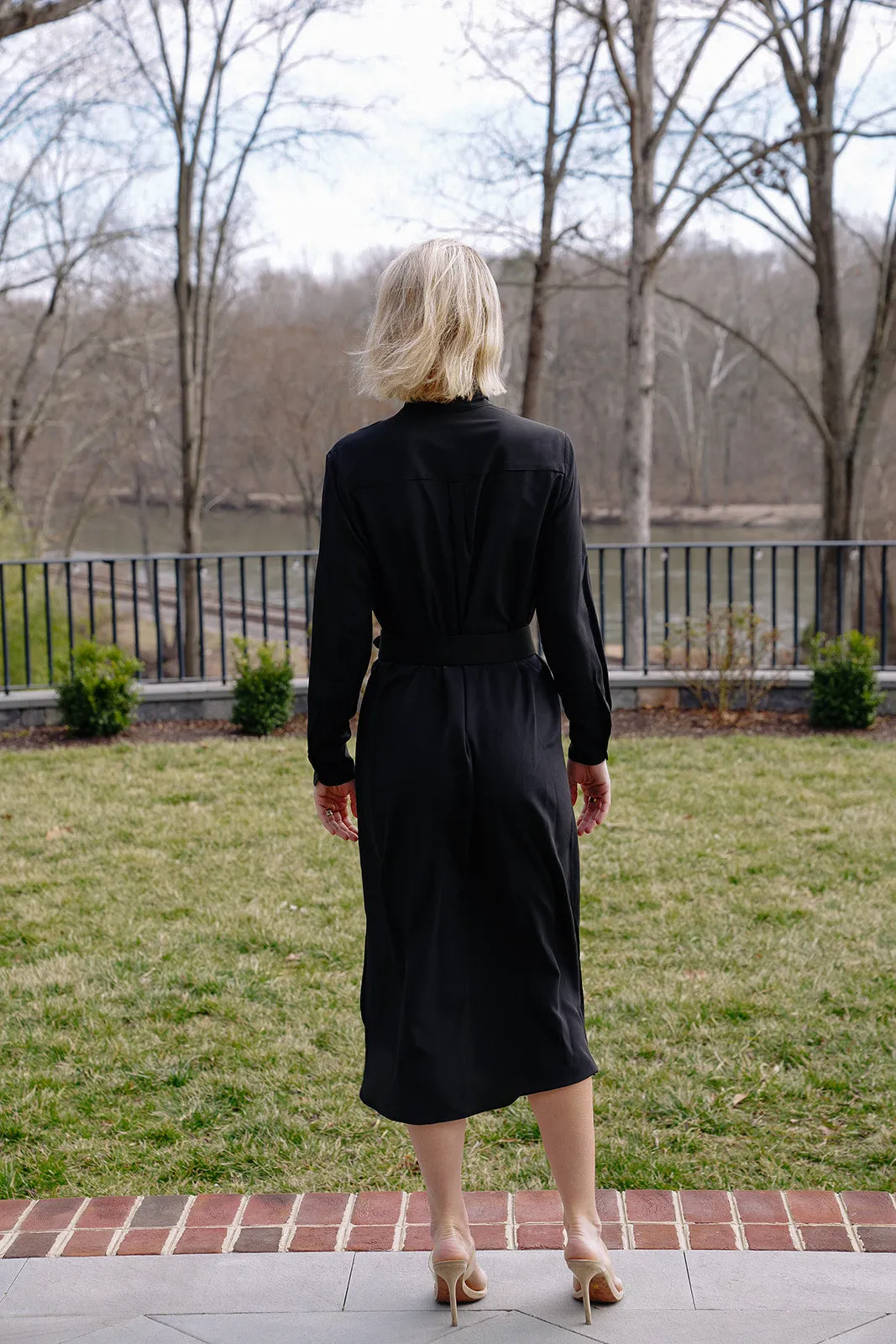 Everyday Dress in Black Crepe de Chine