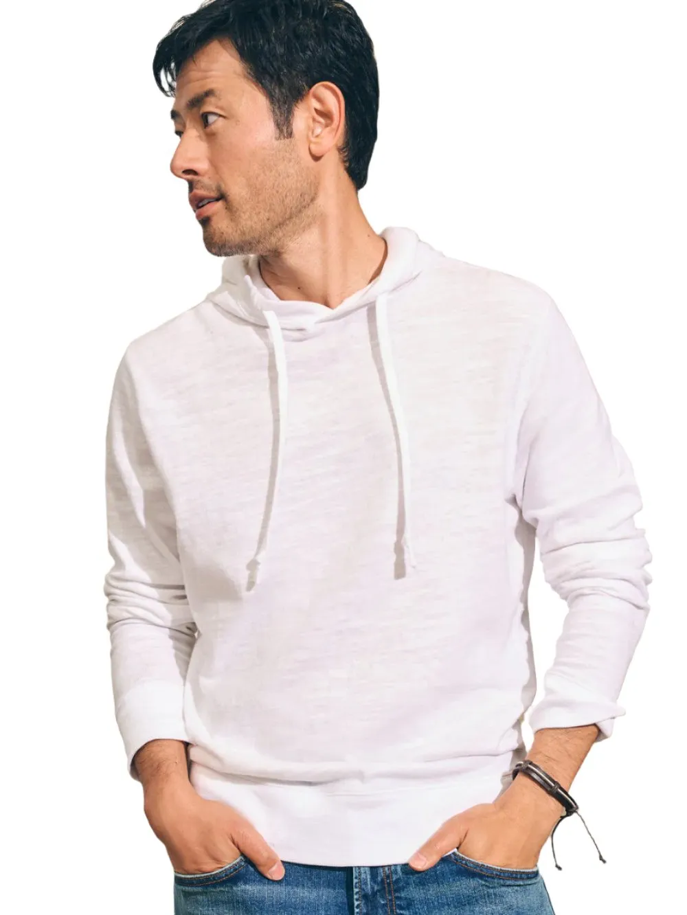 Faherty Sunwashed Slub Hoodie - White