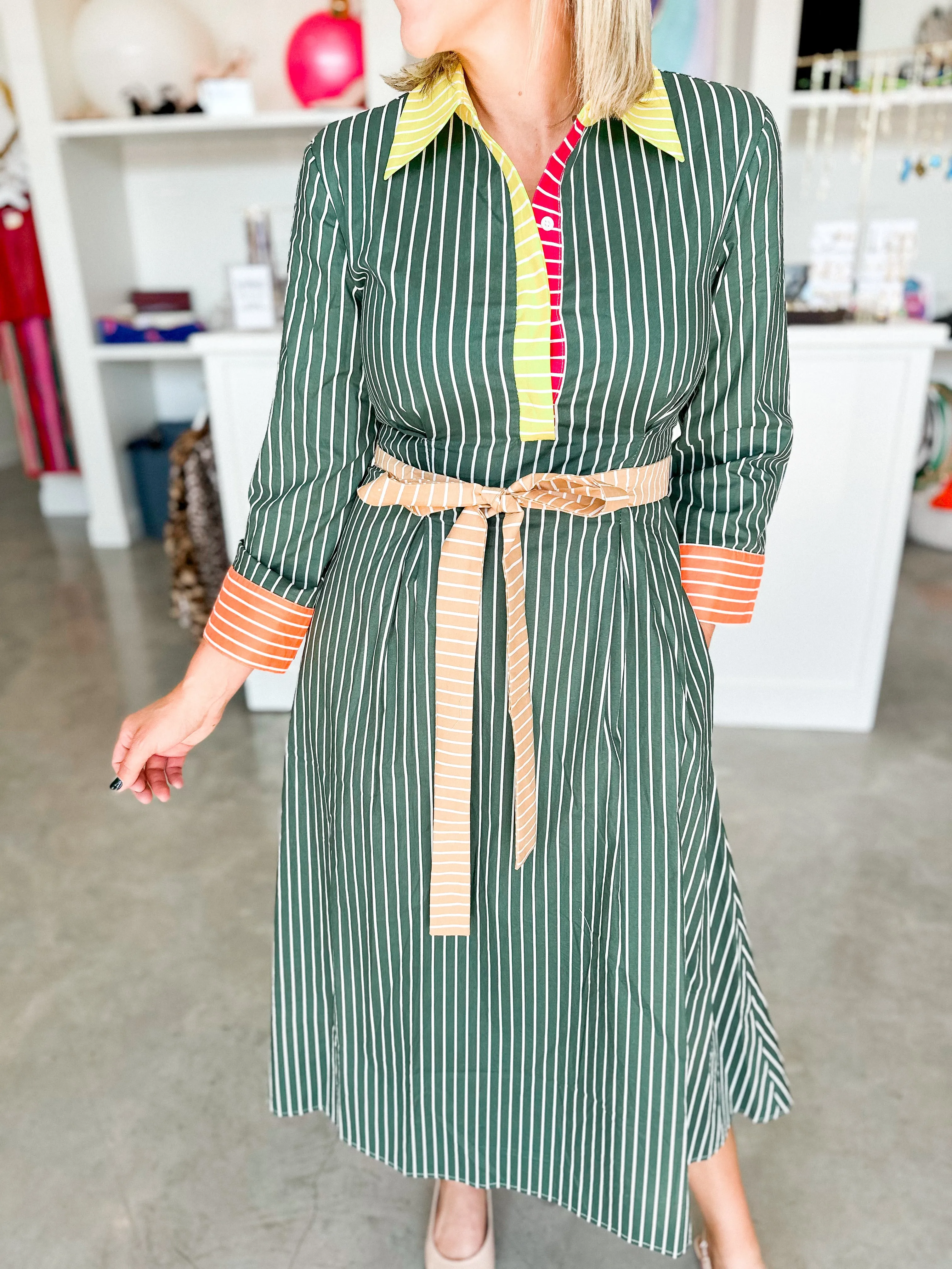 Fall Colorblock Midi Dress
