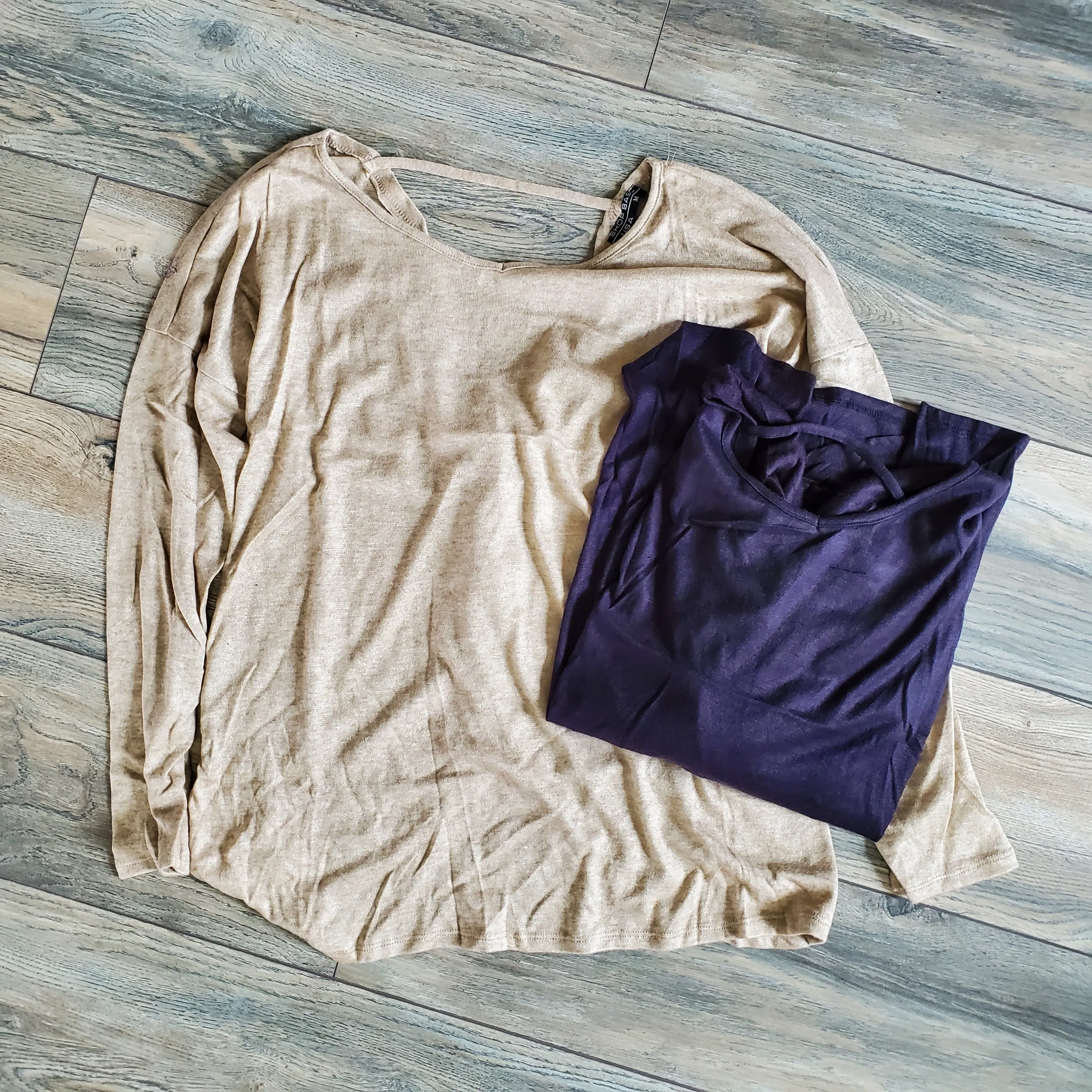 Faux Cashmere Long Sleeve Back Twist Sweater Top