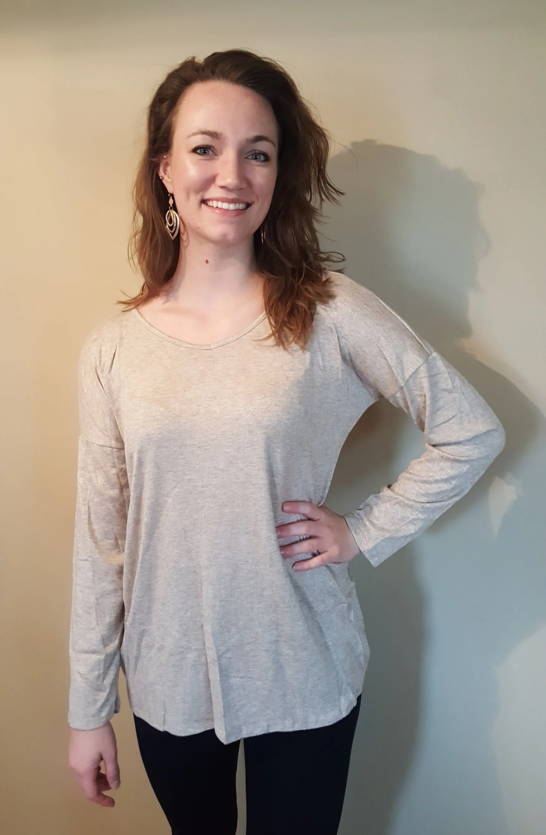 Faux Cashmere Long Sleeve Back Twist Sweater Top
