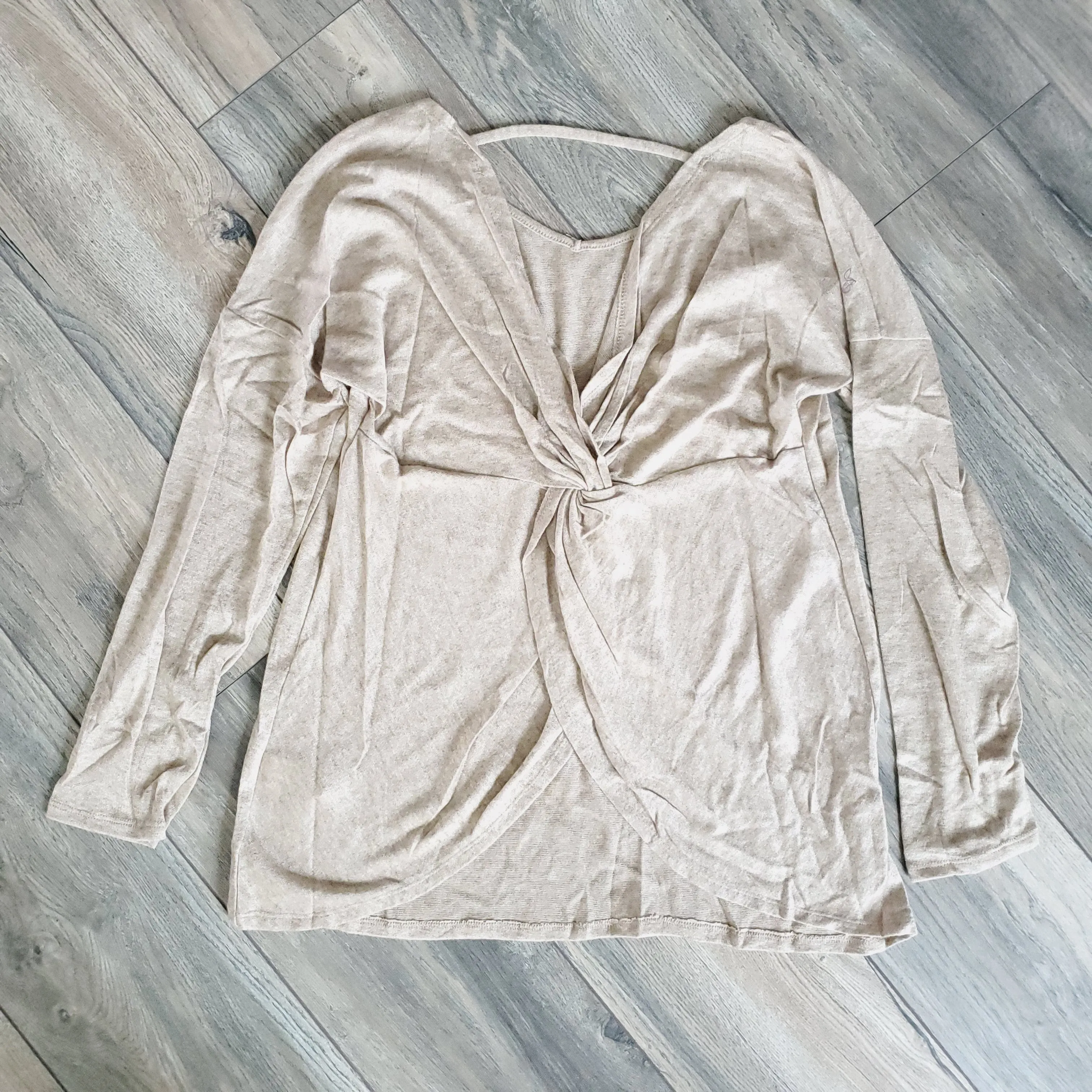 Faux Cashmere Long Sleeve Back Twist Sweater Top