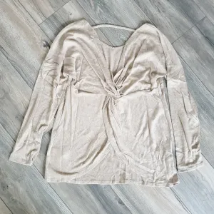 Faux Cashmere Long Sleeve Back Twist Sweater Top