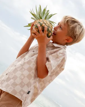 Feather 4 Arrow Boys Checked Out Button Down Shirt - Natural