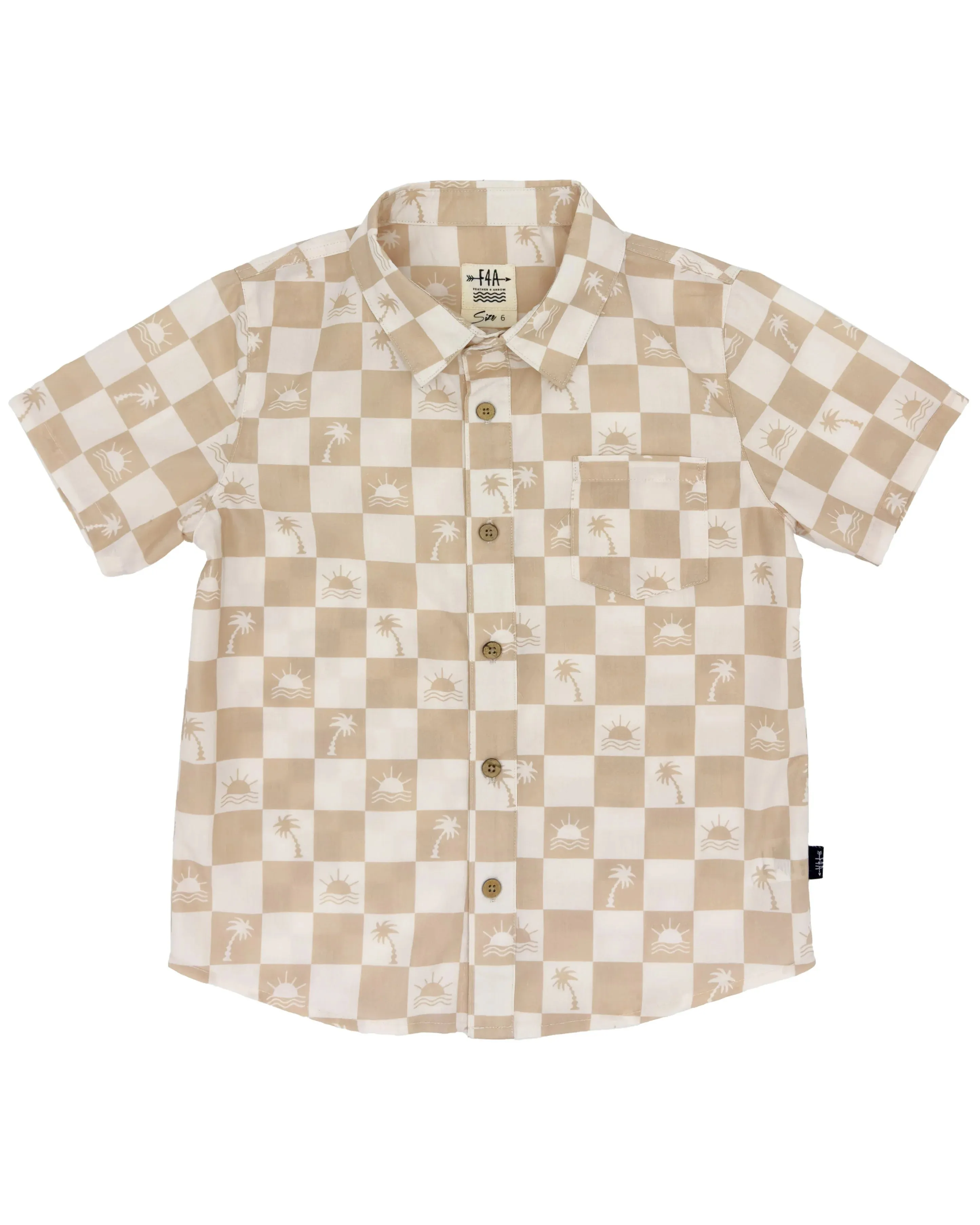 Feather 4 Arrow Boys Checked Out Button Down Shirt - Natural