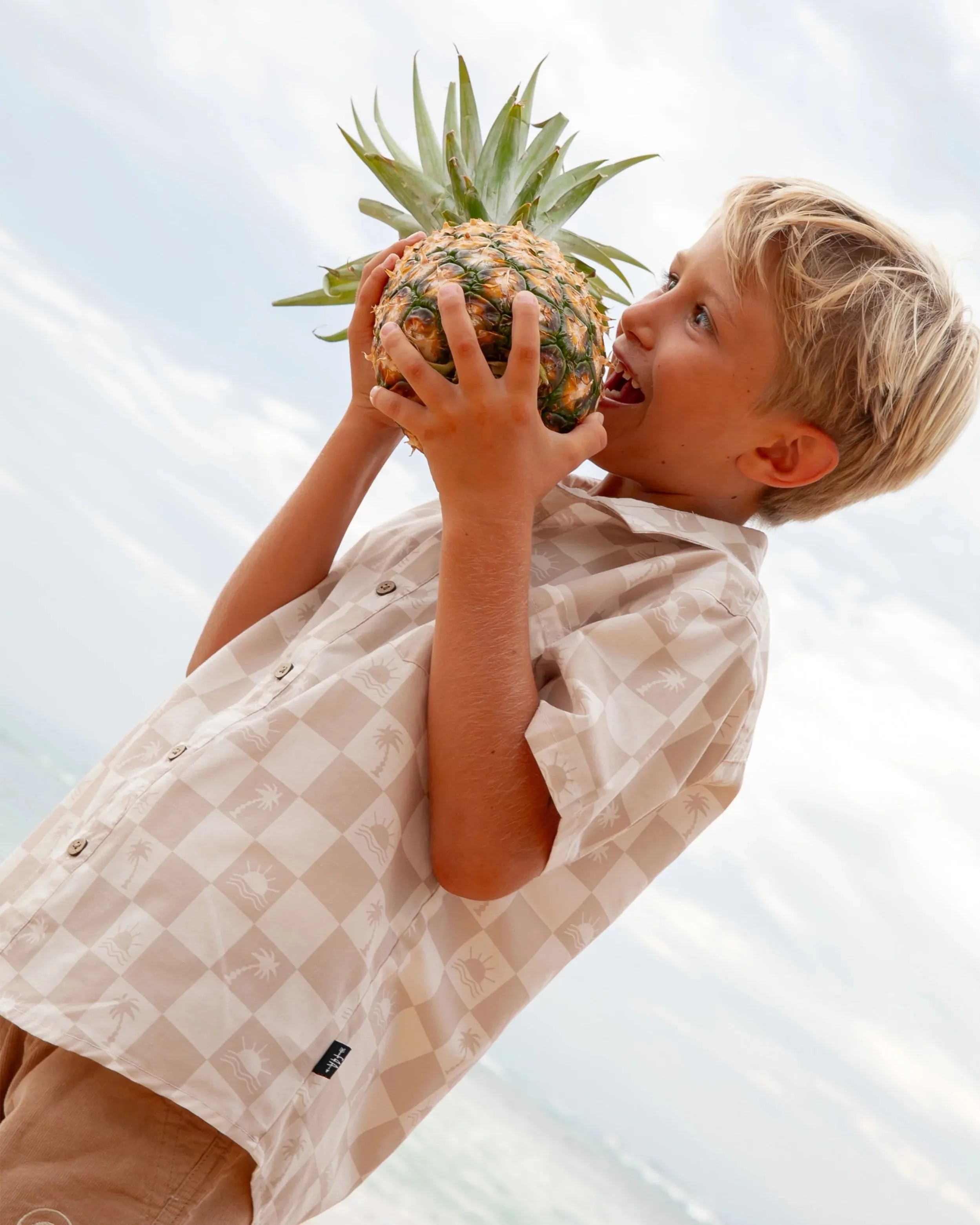 Feather 4 Arrow Boys Checked Out Button Down Shirt - Natural