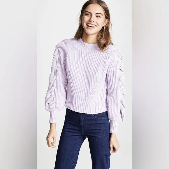 Finders Keepers Linear Cable Rib Cotton Knit Oversized Pull on Sweater Size M
