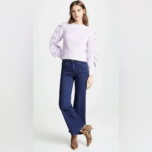 Finders Keepers Linear Cable Rib Cotton Knit Oversized Pull on Sweater Size M