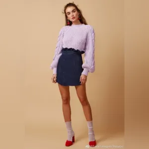 Finders Keepers Linear Cable Rib Cotton Knit Oversized Pull on Sweater Size M