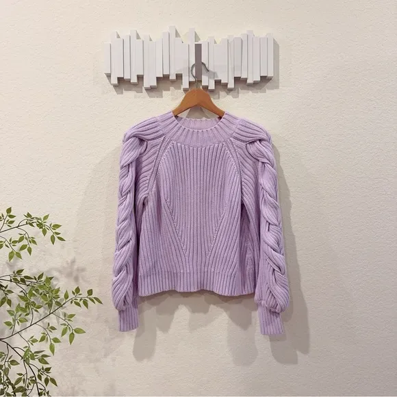 Finders Keepers Linear Cable Rib Cotton Knit Oversized Pull on Sweater Size M