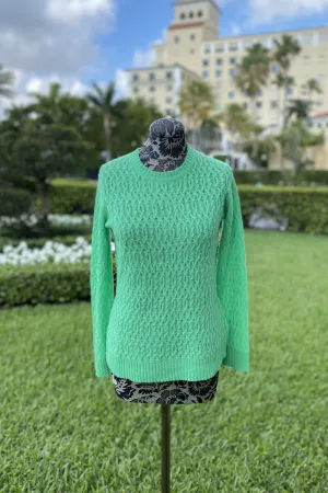 Fish Net Cable Sweater in Kelly Green