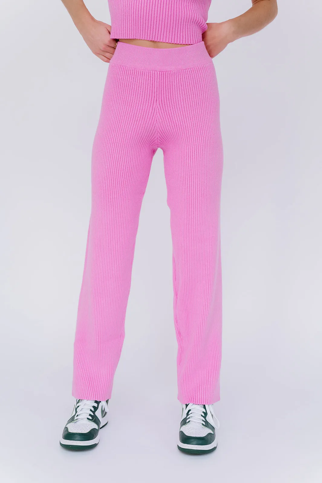 Flower Market Ribbed Pant // Pink