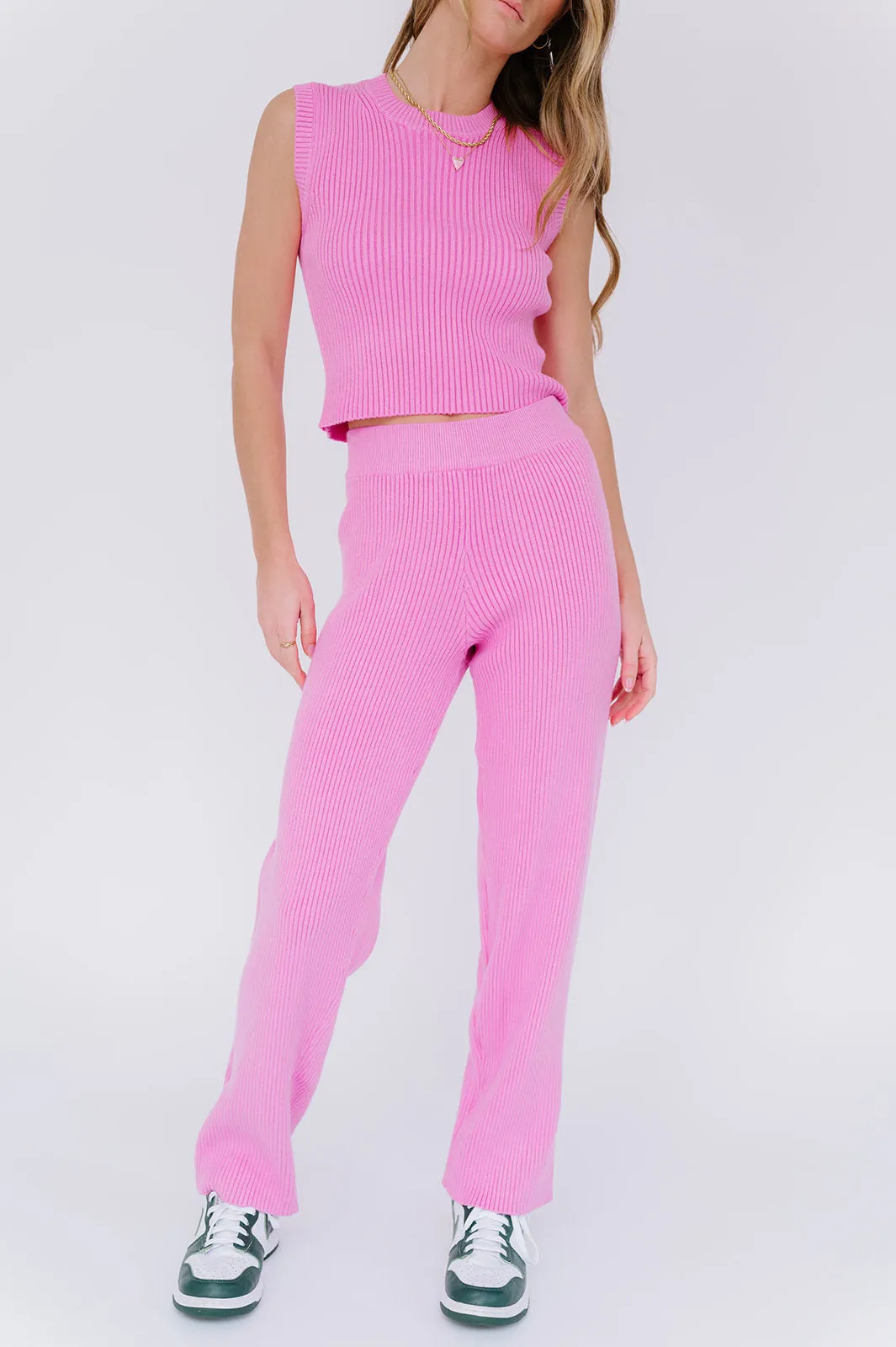 Flower Market Ribbed Pant // Pink