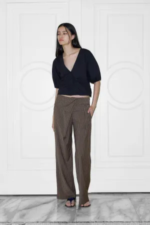 Folded Wool Pant in Sable Stripe