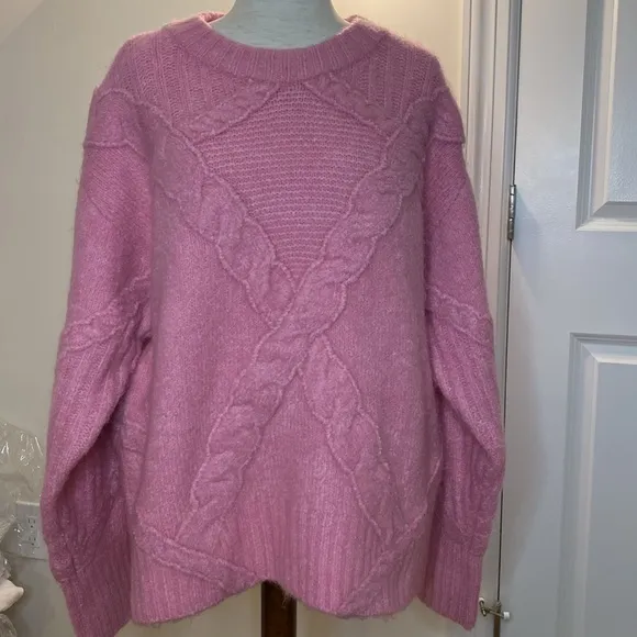 For Love &amp; Lemons Carly Sweater in Pink | REVOLVE Size 2X