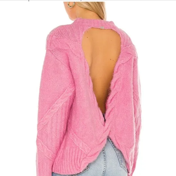 For Love &amp; Lemons Carly Sweater in Pink | REVOLVE Size 2X