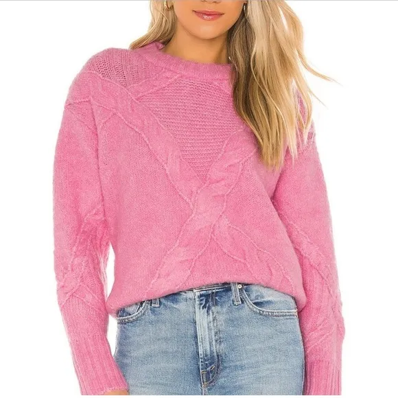 For Love &amp; Lemons Carly Sweater in Pink | REVOLVE Size 2X