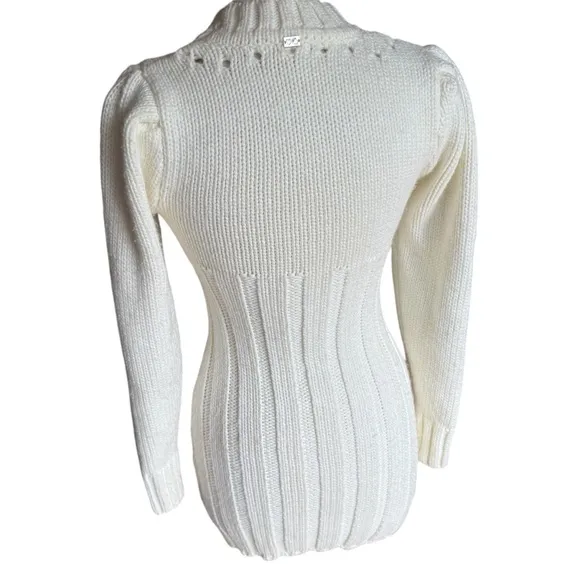 For Love &amp; Lemons Jules Sweater Cable Knit Cream Mock Neck Mini Short Dress XS