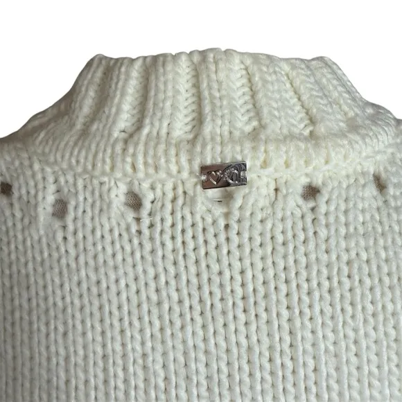 For Love &amp; Lemons Jules Sweater Cable Knit Cream Mock Neck Mini Short Dress XS