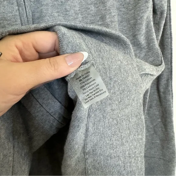 Forte cashmere knit grey zip up sweater jacket