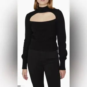 Frame Cut-Out Turtleneck Cashmere Sweater in Black - Size XL