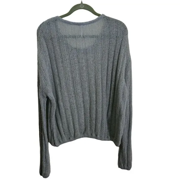 Free People Angel Soft Wool Alpaca Cable Knit Mint Green Sweater Size M