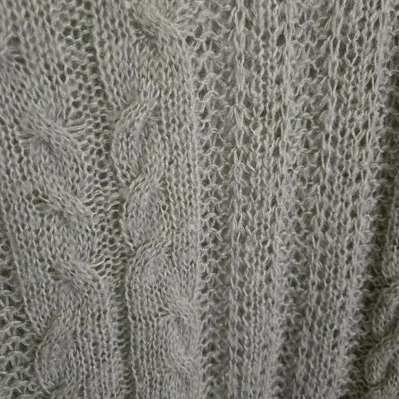 Free People Angel Soft Wool Alpaca Cable Knit Mint Green Sweater Size M