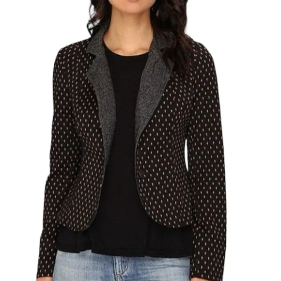 Free People black tan quilted cropped stretch blazer S
