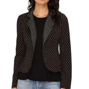 Free People black tan quilted cropped stretch blazer S