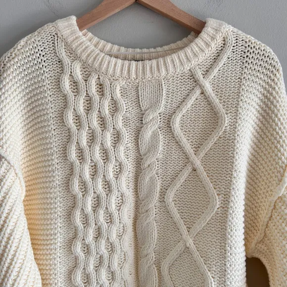 FREE PEOPLE Dream Cable-Knit Sweater, Cream, Size X-Small - NWT