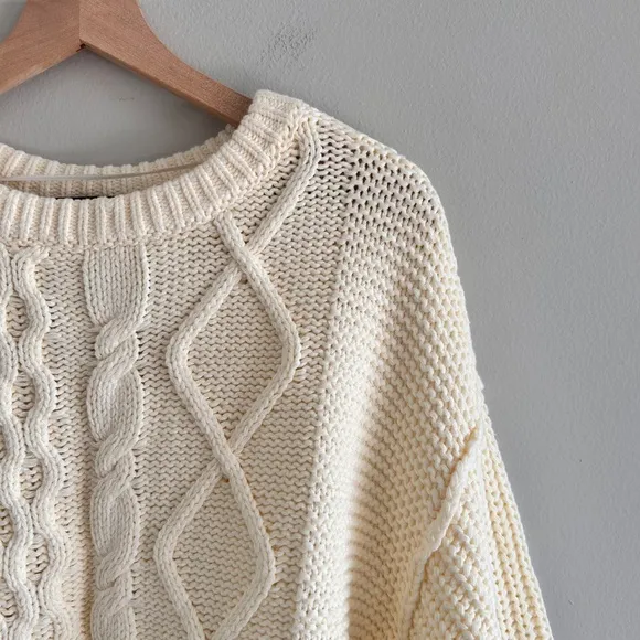 FREE PEOPLE Dream Cable-Knit Sweater, Cream, Size X-Small - NWT