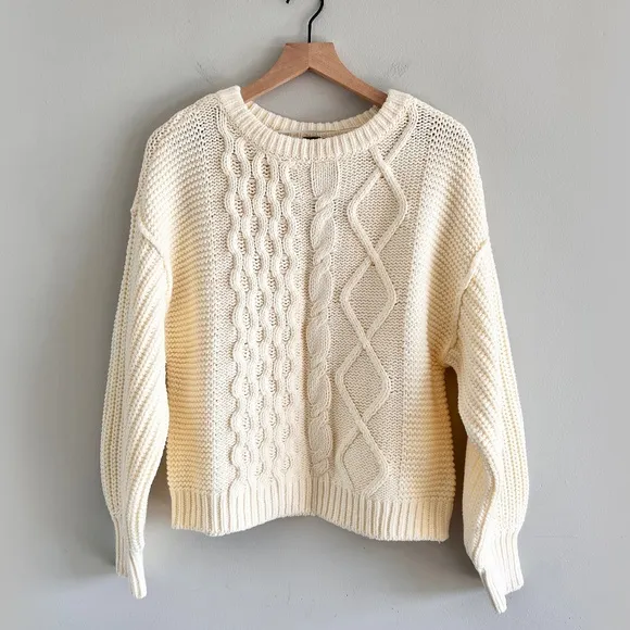 FREE PEOPLE Dream Cable-Knit Sweater, Cream, Size X-Small - NWT