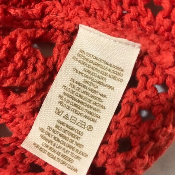 Free People Orange Cable Knit Turtleneck Sweater