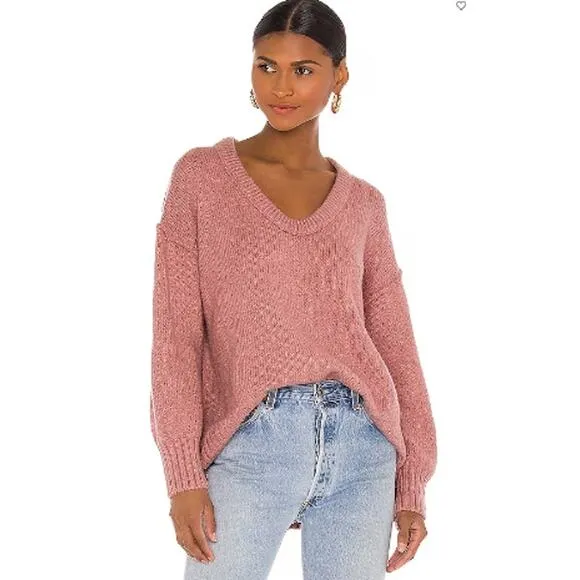 Free People SZ XS Brookside Tunic Sweater Alpine Rose Oversized OB1153857 $128