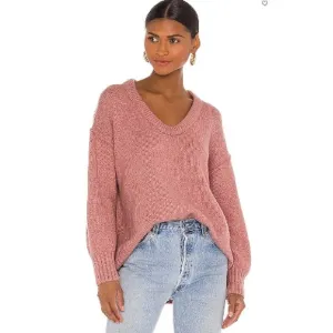 Free People SZ XS Brookside Tunic Sweater Alpine Rose Oversized OB1153857 $128