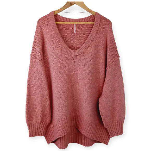 Free People SZ XS Brookside Tunic Sweater Alpine Rose Oversized OB1153857 $128