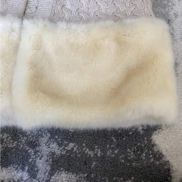 French Connection Long Sweater Cable Vest Faux Fur Trim/Hem Size S
