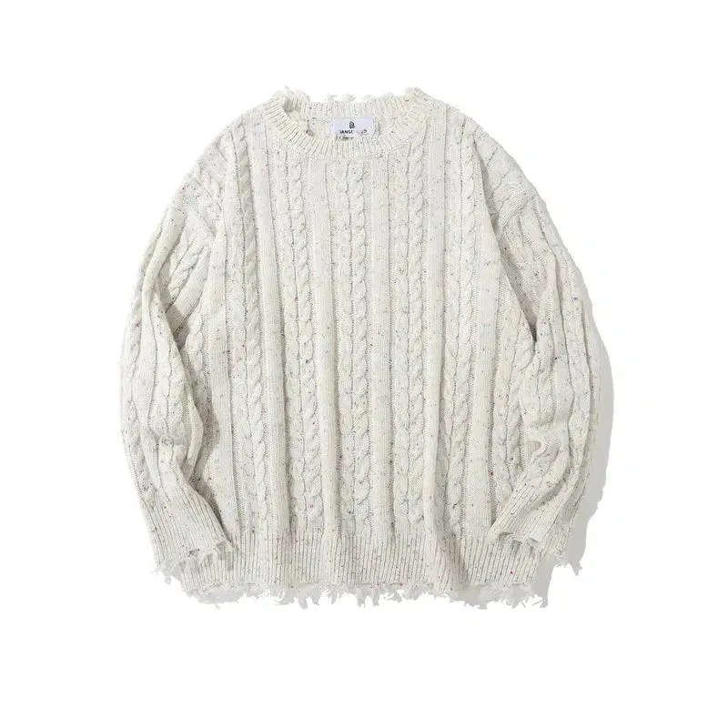 Fringe Hem Cable Knit Sweater