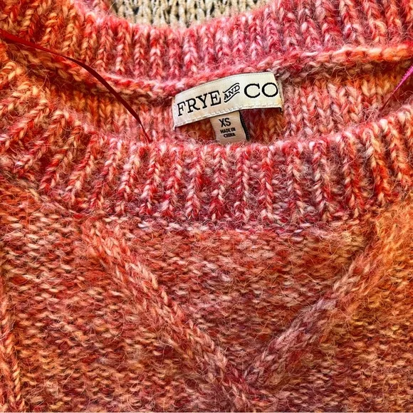 Frye &amp; Co. Women’s Sueded Rosewood Fringe Pullover Pink Sweater Size XS NWT
