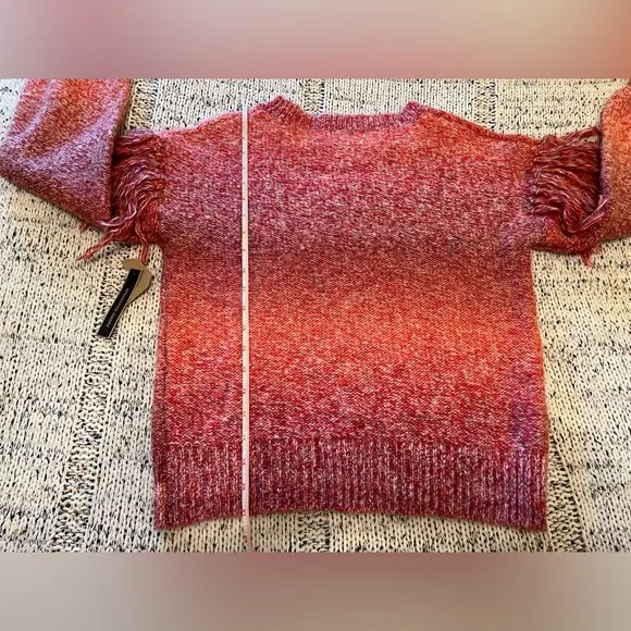 Frye &amp; Co. Women’s Sueded Rosewood Fringe Pullover Pink Sweater Size XS NWT