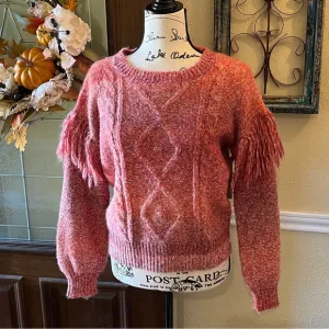 Frye &amp; Co. Women’s Sueded Rosewood Fringe Pullover Pink Sweater Size XS NWT