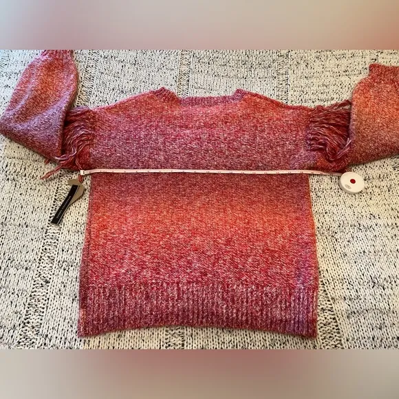 Frye &amp; Co. Women’s Sueded Rosewood Fringe Pullover Pink Sweater Size XS NWT