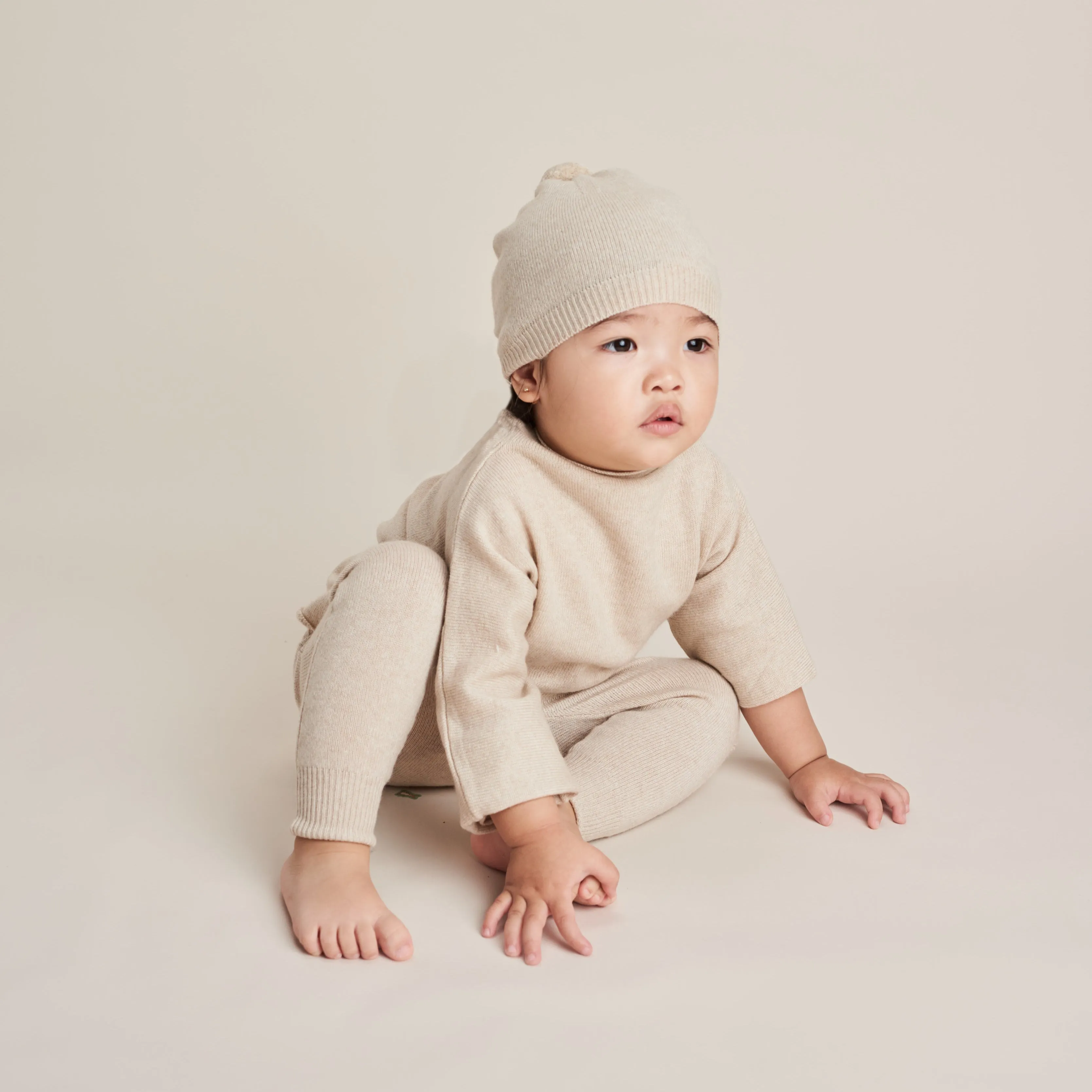 Funnel Sweater & Footless Leggings Set - Oatmeal Marl