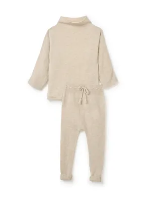 Funnel Sweater & Footless Leggings Set - Oatmeal Marl