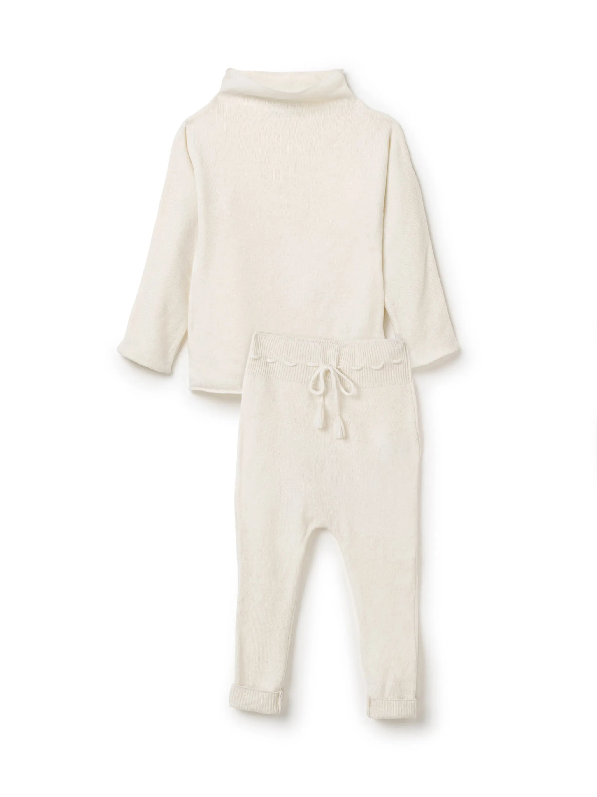 Funnel Sweater & Footless Leggings Set - Snow White