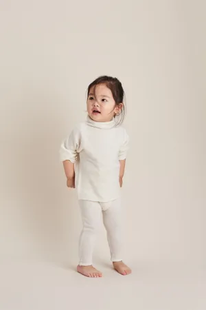 Funnel Sweater & Footless Leggings Set - Snow White