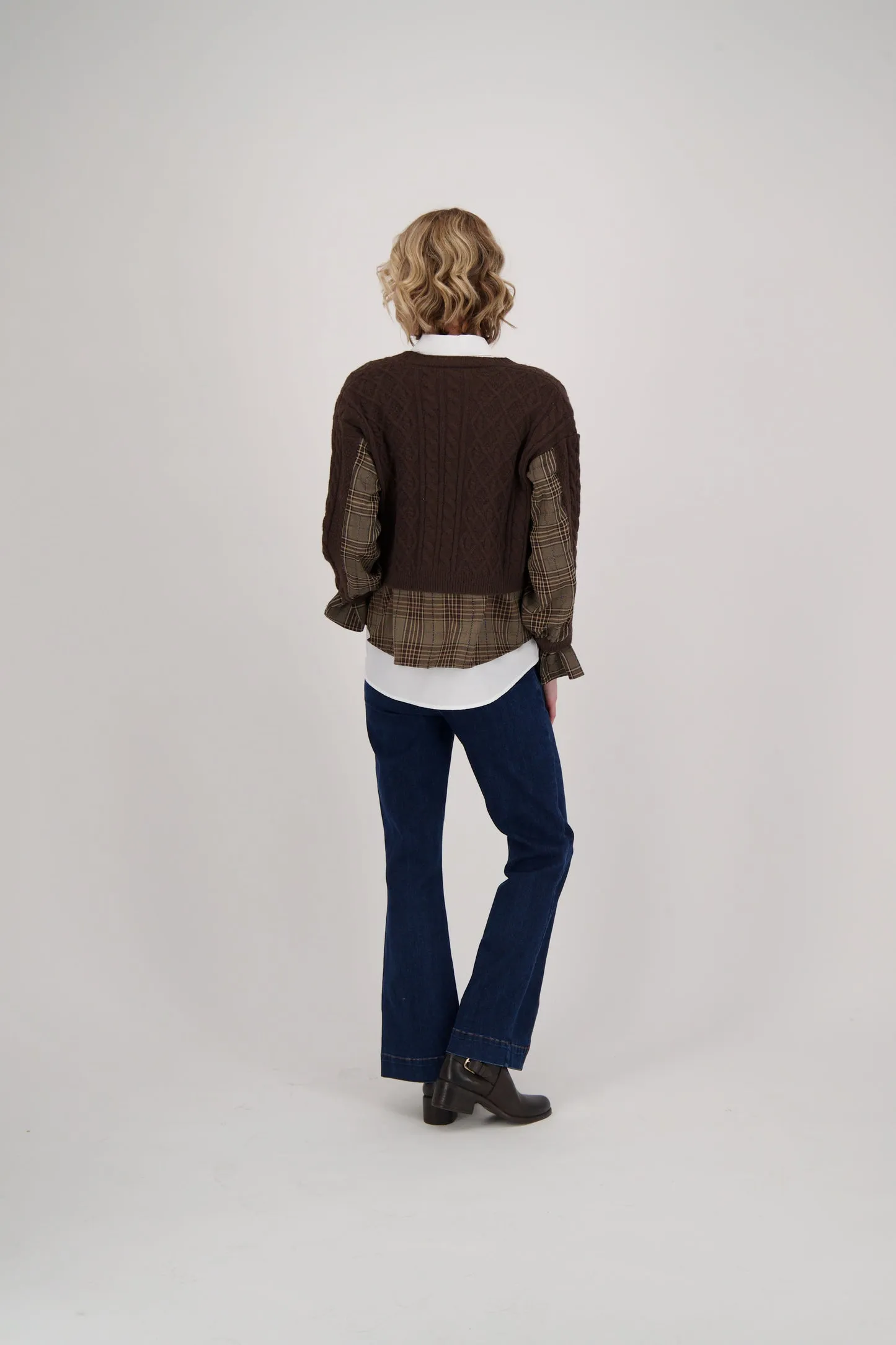Gabby Isabella Shirt With Cable Knit Cardigan Topper, Style #524718