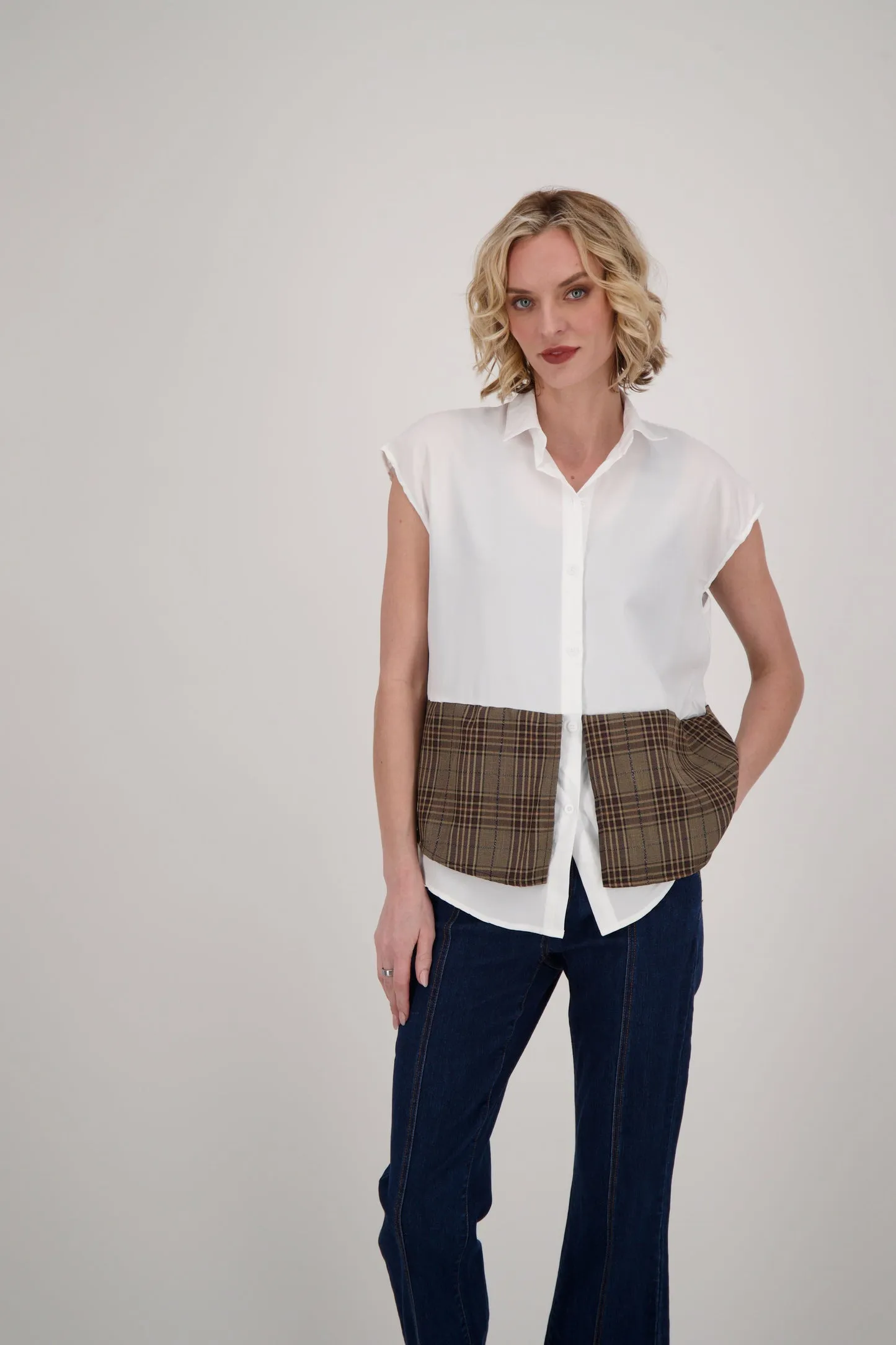 Gabby Isabella Shirt With Cable Knit Cardigan Topper, Style #524718