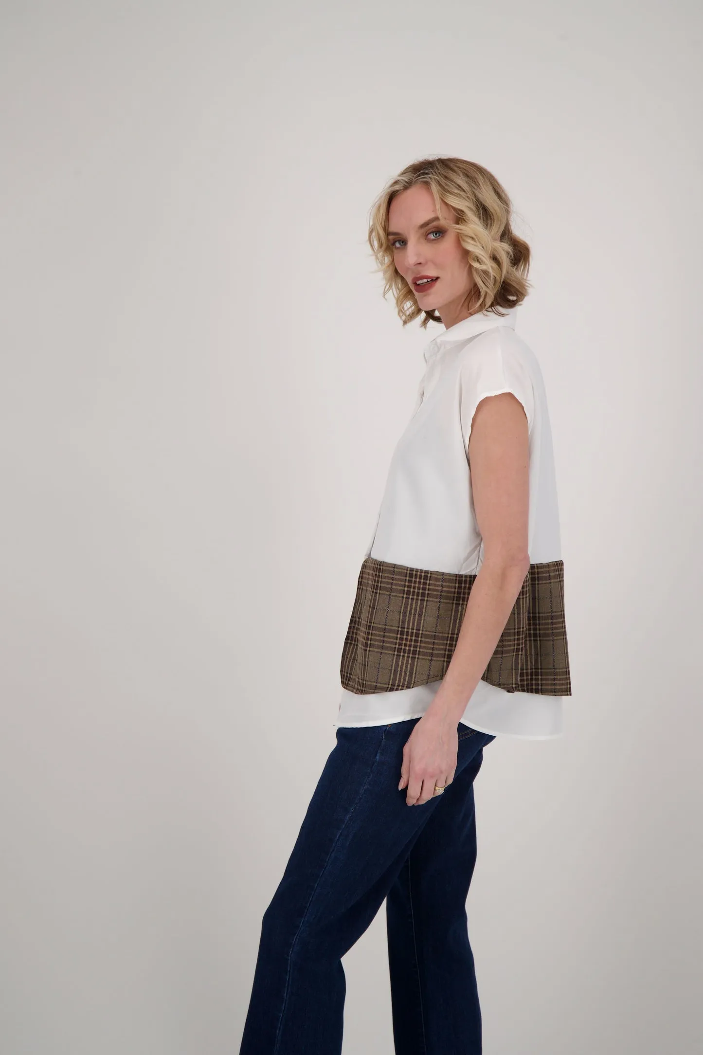 Gabby Isabella Shirt With Cable Knit Cardigan Topper, Style #524718