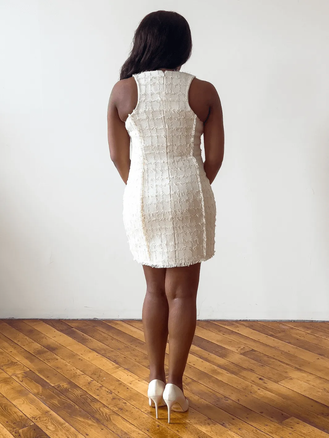 Gabrielle Ivory Tweed Mini Dress